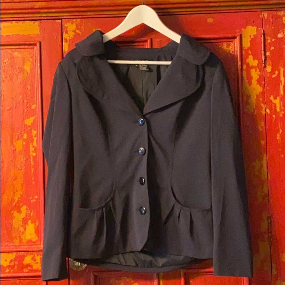 Etcetera Dark Navy Blue Blazer w/ Pockets Size 8